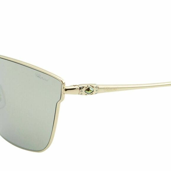New Chopard Women Shield Sunglasses SCH-C20S-300G Gold Frame Gray Mirrored Lens - Picture 13 of 15